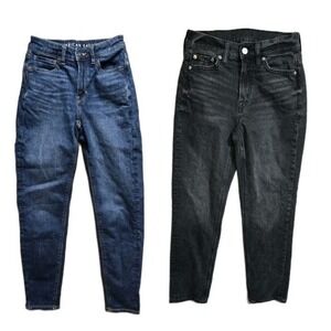 American Eagle Women's Super Hi-rise Ankle Straight Jeans  000 Black Lot Of 2